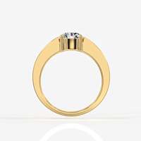 Bague pour homme en or jaune 18 carats avec diamant de laboratoire taille brillant 0,80-3 carats couleur E excellente taille, sertie à griffes, plaquée rhodium
