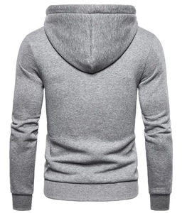 Sudadera con Capucha para Hombre, Cierre Completo, 100% Algodón, Gruesa, Invierno, Lisa, Teñida, Corte Regular, Manga Larga, Estilo Urbano - Product Image 2