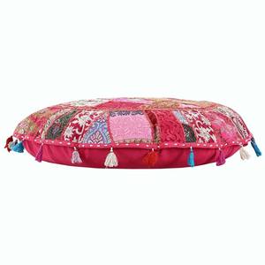 Funda de almohada de algodón redonda hecha a mano estilo bohemio, cojín artesanal de retazos con patrón de Festival Vintage para sala de estar - Product Image 2