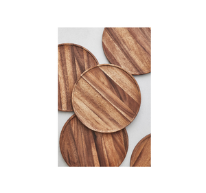 Placa de cargador de madera hecha a mano a granel al por mayor, placa de cargador de servicio de comida de forma redonda Natural, placa de cargador hecha a mano personalizada - Product Image 2