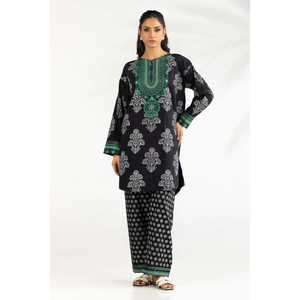 Conjunto Coordinado de Cambric Bohemio con Estampado de Bloques y Bordado IPST-77604 Talla XXS, Conjunto de 2 Piezas con Pantalones Cortos por Encima de la Rodilla - Product Image 2