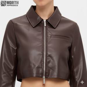 Chaqueta de Cuero para Mujer, Nueva Moda, Ropa de Abrigo de Invierno, Transpirable, Tejida, de Alta Calidad, Personalizada, al por Mayor - Product Image 4