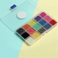 Perles de verre rondes de taille 11/0 (1 mm de diamètre) de 15 g, 15 couleurs, kit DIY pour la fabrication de bijoux, la broderie et l'artisanat, avec boîte de rangement