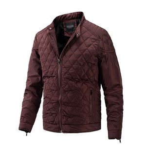 Chaqueta cortavientos de invierno a la moda para hombre, chaqueta ajustada de rejilla gruesa con cierre de cremallera, a prueba de viento, prendas de vestir informales de otoño, abrigo Parka - Product Image 4