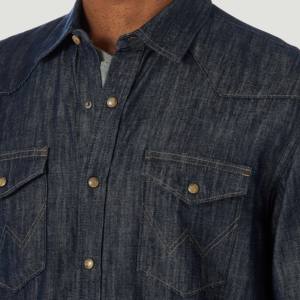 เสื้อเชิ้ตยีนส์แขนยาวสำหรับผู้ชายเสื้อทำงานลำลองแบบสั่งตัดตามสั่ง - Product Image 3