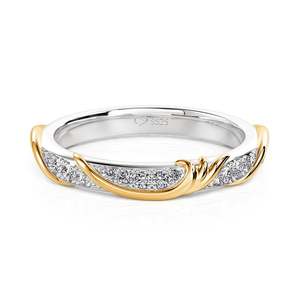 Bague de mariage géométrique bicolore en feuille d'or Jeulia - Bijoux fins certifiés IGI - Product Image 1