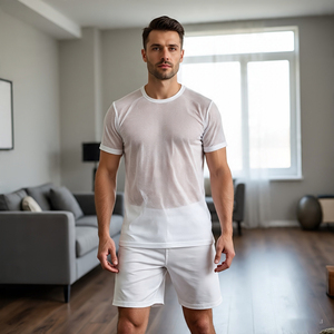 Ensembles de t-shirts et shorts transparents pour hommes ensembles sexy de nuit t-shirts transparents pour hommes t-shirts à manches courtes shorts ensembles jumeaux pour hommes - Product Image 2