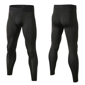 Leggings de compression longs pour hommes, couleur rouge unie, en Spandex et Nylon, taille élastique - Product Image 5