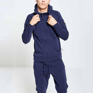 Survêtement de gymnastique en coton biologique de haute qualité à capuche fermeture éclair complète attrayant conception unie Style solide ensembles de techniques lavées d'hiver - Product Image 3