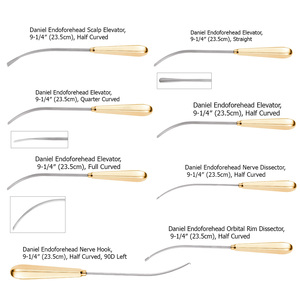 Disectores endoscópicos de elevación de frente Daniel de alta calidad, juego de 8 piezas, mango dorado, acero inoxidable, Metal, clase de cirugía plástica Facial - Product Image 2