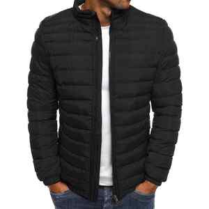 Personalizado Cálido Puffer Bomber Invierno Burbuja Abrigos de algodón Chaquetas de gran tamaño de los hombres Slim Color sólido Chaqueta acolchada con cuello alto - Product Image 5