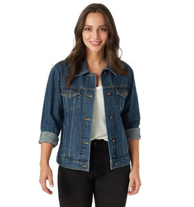 High Quality <b>Women's</b> Denim Jacket Customized <b>Winter</b> Breathable <b>Waterproof</b> Windproof Plain Dyed Woven Fabric <b>Coat</b> - Product Image 1