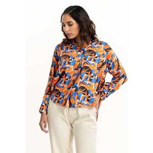 Abstract Print Chiffon <b>Top</b> 224-217-023 - Product Image 4