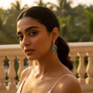 Boucles d'oreilles en argent 925 avec topaze bleue pour femmes, style goutte d'eau tendance - Product Image 3