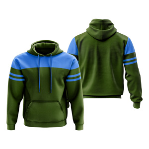 Pull-over à capuche épais pour hommes avec motif solide et poches 100% coton respirant brodé automne grande taille - Product Image 2