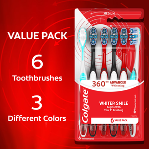 Cepillos de Dientes Colgate 360 Advanced Whitening Medium, Paquete de Cepillos de Dientes Manuales, 6 Unidades - Product Image 6