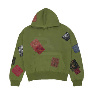 Diseña tu propio logotipo Superventas Hombres Cremallera Patchwork Sudadera con capucha Logotipo personalizado 100% Algodón Servicio OEM con colores y tamaños personalizados - Product Image 1