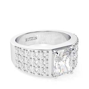 1,50 CT Radiant Cut Eco-Friendly Diamond Anillo de hombre con acentos Set - Product Image 2