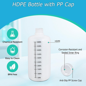 16oz/500ml HDPE phòng thí nghiệm lớp hẹp miệng chai nhựa mũ tốt nghiệp chất lỏng <span class=keywords><strong>container</strong></span> cho thuốc thử mẫu nước lưu trữ - Product Image 2