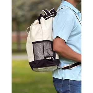 Explorer Luxury Beige Cotton Travel Duffle Bag Casual Weekender <b>Tote</b> Folding Feature <b>Gym</b> Outdoor Use Polyester Lining US Bags - Product Image 4