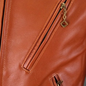 เสื้อแจ็กเก็ตหนังแท้สำหรับผู้ชาย, เสื้อโค้ทหนัง5XL ปกตั้งหนังม้าธรรมชาติสีส้มฤดูใบไม้ร่วง - Product Image 6