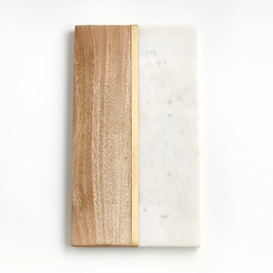 Planche à découper carrée en marbre Taille personnalisée Écologique et durable Fromage Pizza Hacher Design en laiton Bracelet en cuir - Product Image 6