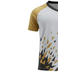 Men V Neck Sports T Shirt <b>White</b> Gold Black Printed Polyester Quick Dry Breathable Athletic Jersey Custom OEM Wholesale - Product Image 2
