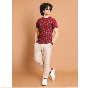 Camiseta informal con estampado de moda de calidad superior con estilo 100% algodón cuello media manga diseño de ajuste regular para uso diario cómodo - Product Image 1