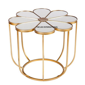 Mesa de centro única en forma de mariposa con tapa de vidrio y base de metal de aluminio, mesa de centro decorativa con acento - Product Image 4