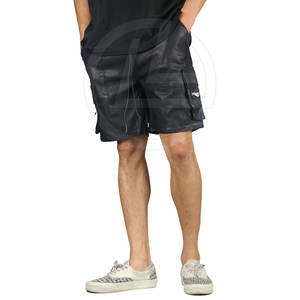 Pantalones Cortos Negros de Cuero Sintético para Hombre, Estilo Vintage, Ligeros, Transpirables, Estilo Urbano, Cómodos, con Forro Interior - Product Image 4