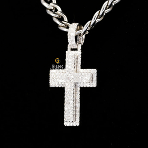 Customized 10K <b>White</b> <b>Gold</b> Unique <b>Cross</b> Pendant Fully Ice Brilliant Cut Moissanite VVs Clarity Solid <b>Gold</b> Hip Hop Charms Diamond - Product Image 4