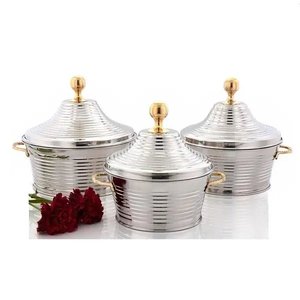 Casserole en acier inoxydable de haute qualité avec finition dorée et argentée servant de chauffe-plats pour la maison, l'hôtel et les restaurants - Product Image 5