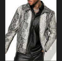 Flambant neuf hommes gothique gris exotique Python serpent Texture véritable veste en cuir d'agneau entièrement personnalisé