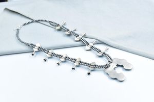 Kingman Turquoise Squash Blossom Necklace In Sterling <b>Silver</b> With <b>20</b> <b>Inch</b> Adjustable <b>Chain</b> Handmade Jewelry - Product Image 2