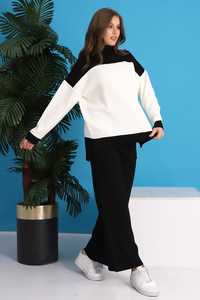 เสื้อกันหนาวขากว้างแบบลำลองเอวสูงสำหรับผู้หญิงชุดถัก2ชิ้นสำหรับเล่นโยคะกีฬาและที่บ้านในฤดูใบไม้ร่วงฤดูหนาว - Product Image 4