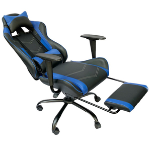GC68022 Dark <b>Blue</b> Reclining Gaming Chair Footrest 7188 Lift Style PU Leather <b>Material</b> Extendable Adjustable Height Chinese - Product Image 1