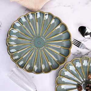 Juego de 2 Platos de Cerámica con Forma de Flor Marrón Bohemia, 10.5 Pulgadas, Vajilla de Porcelana para Bodas, Fiestas y Hoteles, Patrón Personalizable - Product Image 5