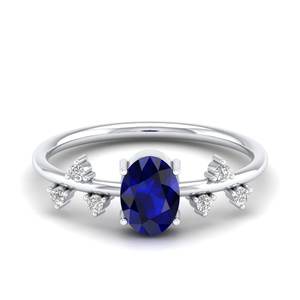 Anillo de Compromiso REYES con Zafiro Azul de Corte Ovalado de 0.75 Quilates Personalizado en Plata de Ley 925, Joyería Fina con Moissanita - Product Image 5