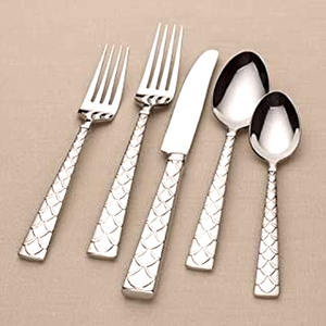 Ensemble de couverts à couteaux, cuillères et fourchette bon marché en argent Ensembles de vaisselle de luxe en acier inoxydable à poignée de conception occidentale - Product Image 3