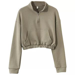 GAF, venta al por mayor, recién llegado, Top corto con media cremallera, sudaderas con capucha de manga larga para mujer, ropa de calle con cuello, sudaderas con capucha para mujer - Product Image 5