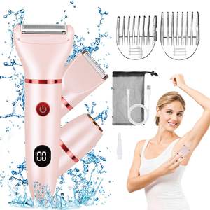 Tondeuse électrique pour zone intime féminine, 3 têtes de coupe, utilisation humide/sèche, IPX7, rasoir bikini pour poils pubiens, visage et corps, rasoir lavable - Product Image 1