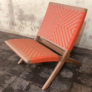 Chaise longue pliable en bois de teck brut, siège tressé à la main, chaise d'appoint de loisirs, chaise d'extérieur, hôtel, école, imperméable, écologique - Product Image 1