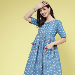 Robe ethnique pour femmes de haute qualité, design tissé, design imprimé élégant, robe pour femmes pour les occasions spéciales - Product Image 1