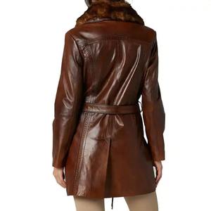 Abrigo de cuero de alta calidad para mujer, ropa de invierno personalizada a la moda, chaqueta de cuero de PU para mujer, precio barato de alta calidad - Product Image 3