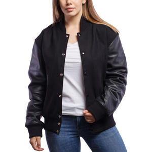 Nuevo diseño Varsity Chaquetas Deportes Chaqueta de béisbol Nueva moda elegante Ropa Mangas de cuero Letterman Chaquetas para mujeres - Product Image 1