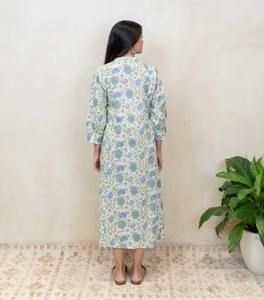 Robe en coton imprimé bloc à la main indienne nouvelle tenue d'été décontractée à la mode avec tour de taille naturel de style doux pour le cadeau de la Saint-Valentin - Product Image 2