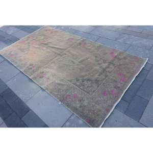 Vintage brun rose 4.3 X 8.3ft grande surface tapis turc laine jonc de mer matériel Latex abstrait couloir rectangulaire pour la décoration de la chambre - Product Image 3