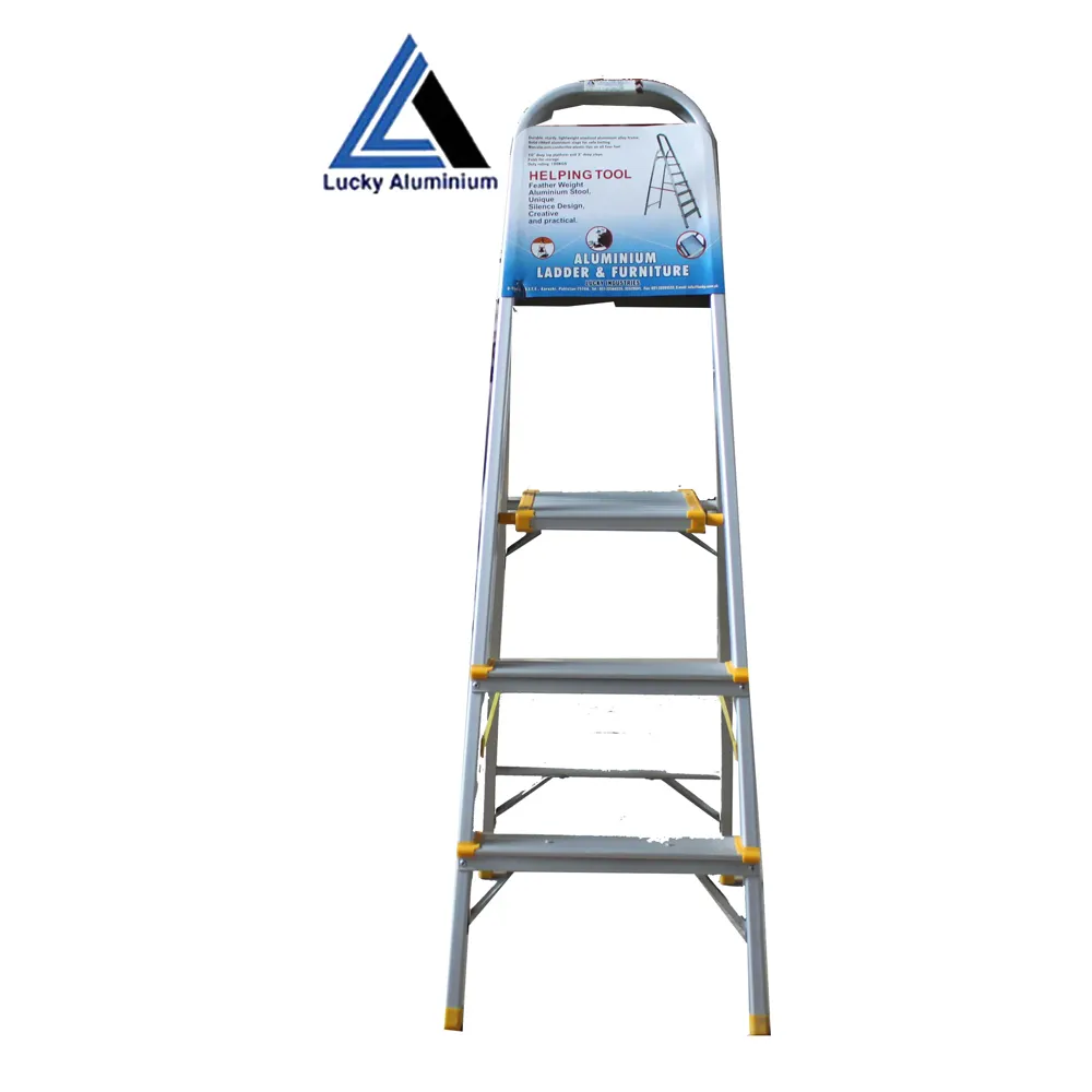 Aluminium Rechte Opvouwbare 3-staps Aluminium Ladder Lp3 Verdikte Visgraat Multifunctionele Dual-Purpose Ladder