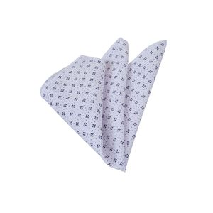 Navy Blue Floral Printed Cotton Collar <b>Pocket</b> <b>Square</b> Elegant Handkerchief on <b>White</b> Background - Product Image 1