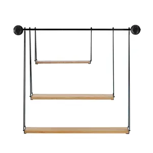 Étagères flottantes murales à cadre métallique en marbre et revêtement doré, élégantes et durables, de haute qualité, pour la maison et l'hôtel - Product Image 4